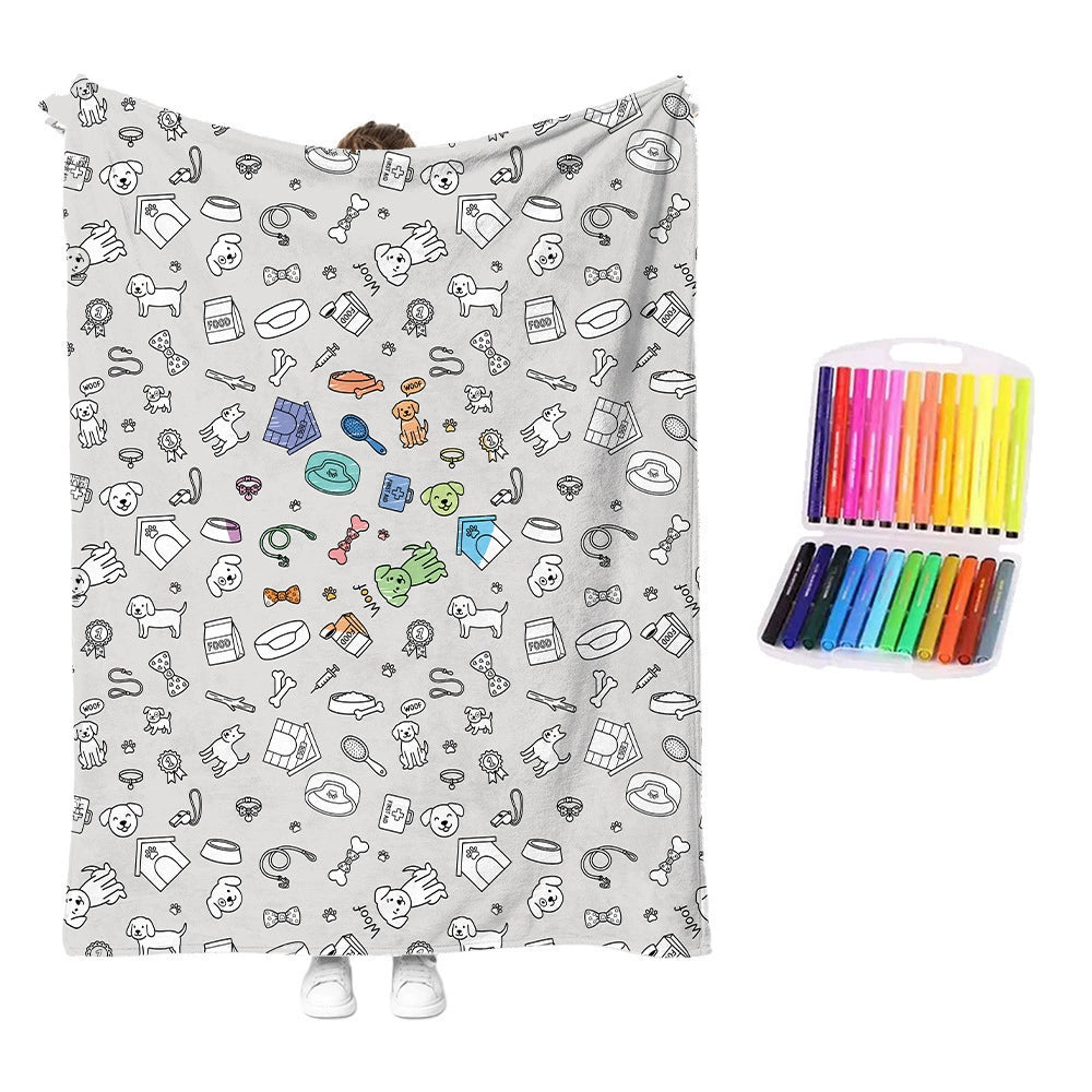 DIY Drawing Blanket with 24 Colors Markers Available