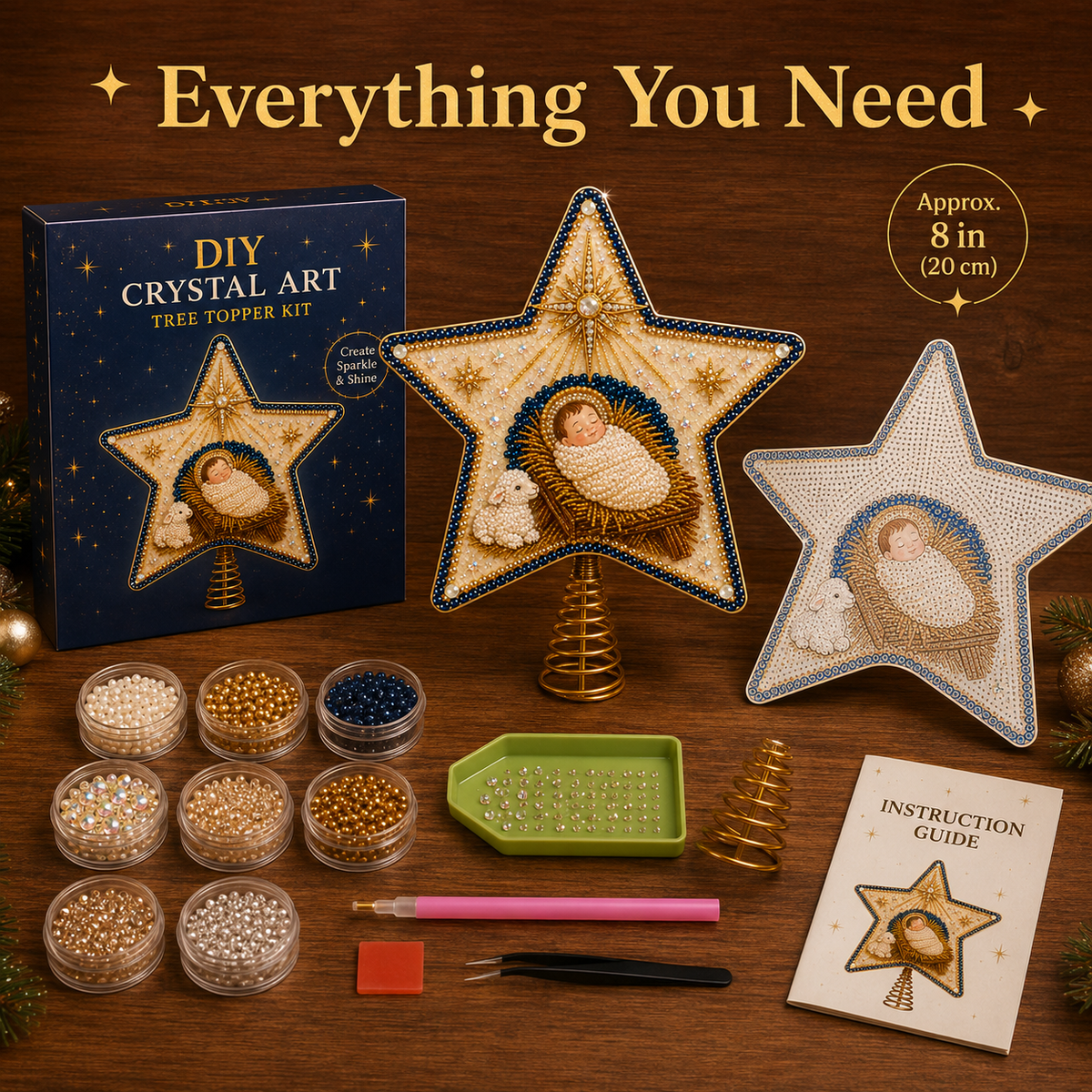 ✝️💎 Christian Faith Pearl Diamond Art Christmas Tree Topper Kit