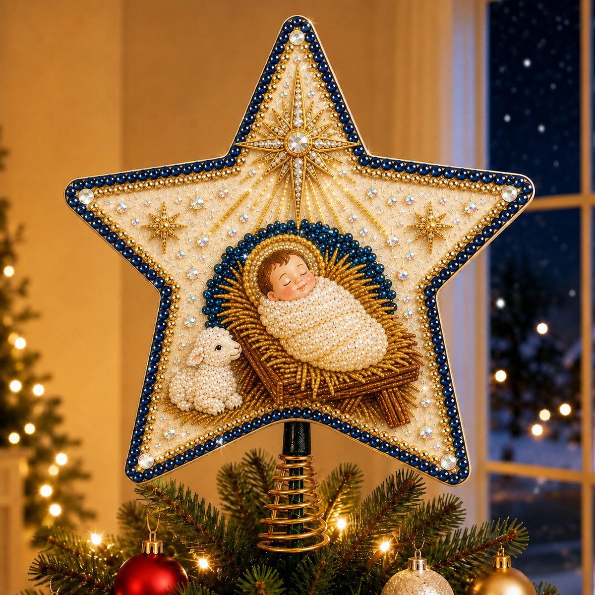 ✝️💎 Christian Faith Pearl Diamond Art Christmas Tree Topper Kit