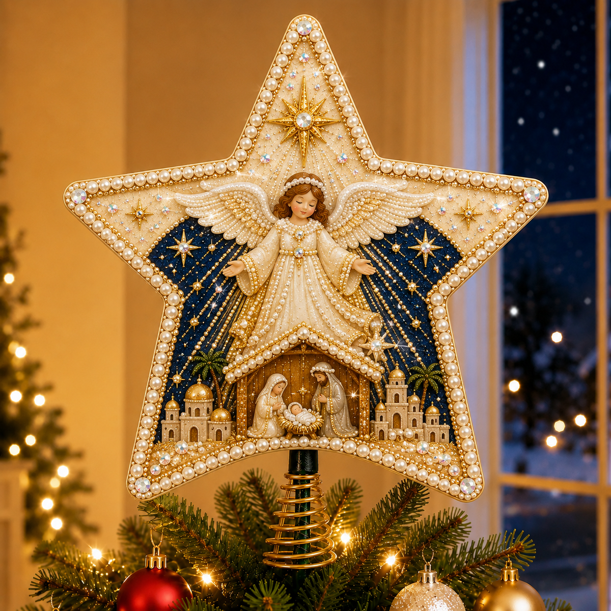 ✝️💎 Christian Faith Pearl Diamond Art Christmas Tree Topper Kit