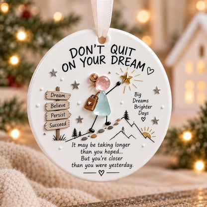 🌊🎄 Inspirational Sea Glass Art Ceramic Ornament