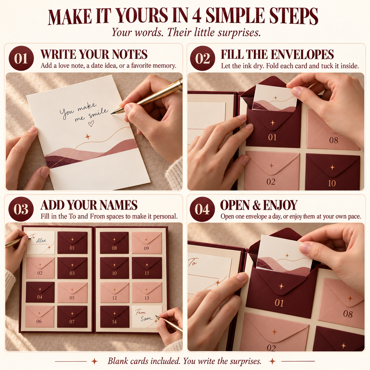 14 Days Closer Love Note Blind Box Countdown｜DIY Romantic Surprise Blind Envelope Gift for Anniversary & Valentine