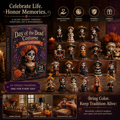 💀☠️Day of the Dead Costume Advent Calendar 2026 - 24-Day Festive Countdown, Acrylic Charms Blind Box