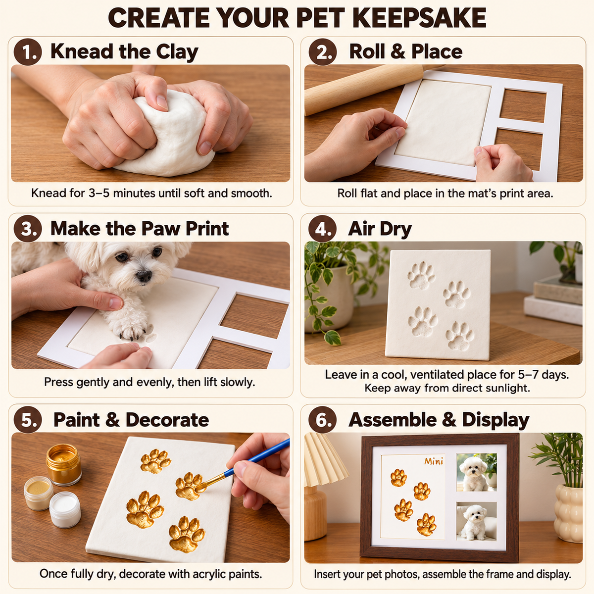 Pet Paw Print Memory Frame 🐾 | DIY Clay Pawprint Keepsake for Dog & Cat