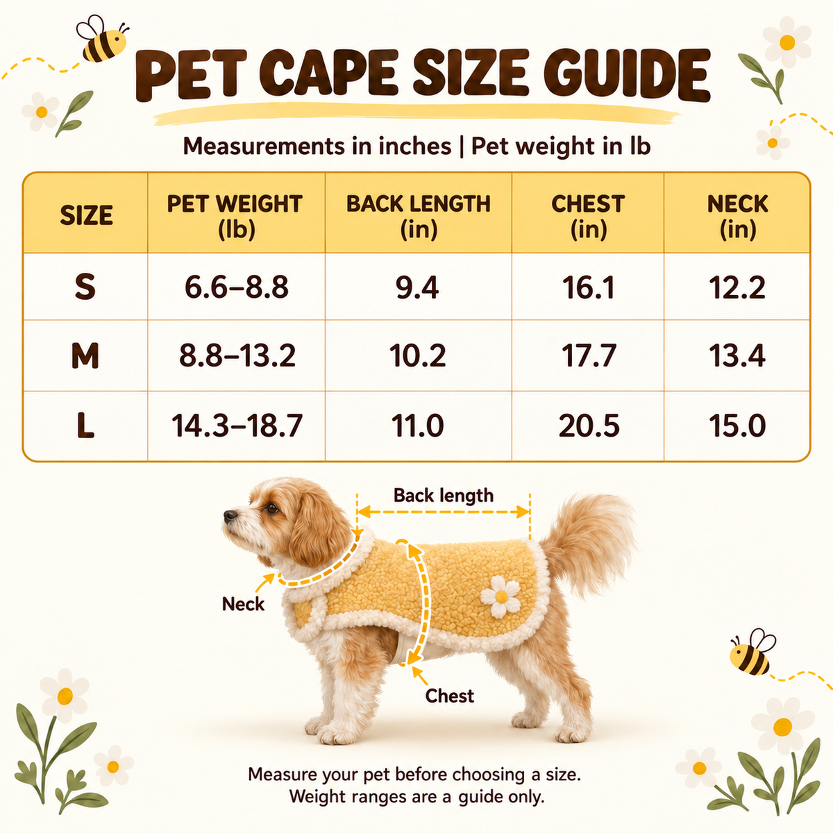 Garden Wildlife Pet Warm Cloak | Soft Fleece Hooded Pet Outfit