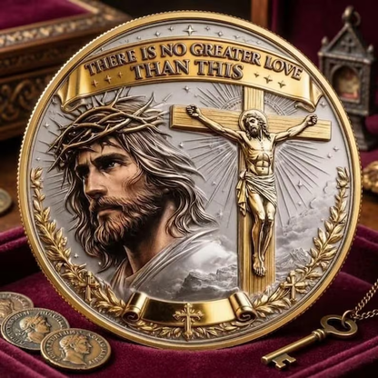✝️ No Greater Love Resurrection Coin — A Christian Keepsake of Faith, Sacrifice & Hope