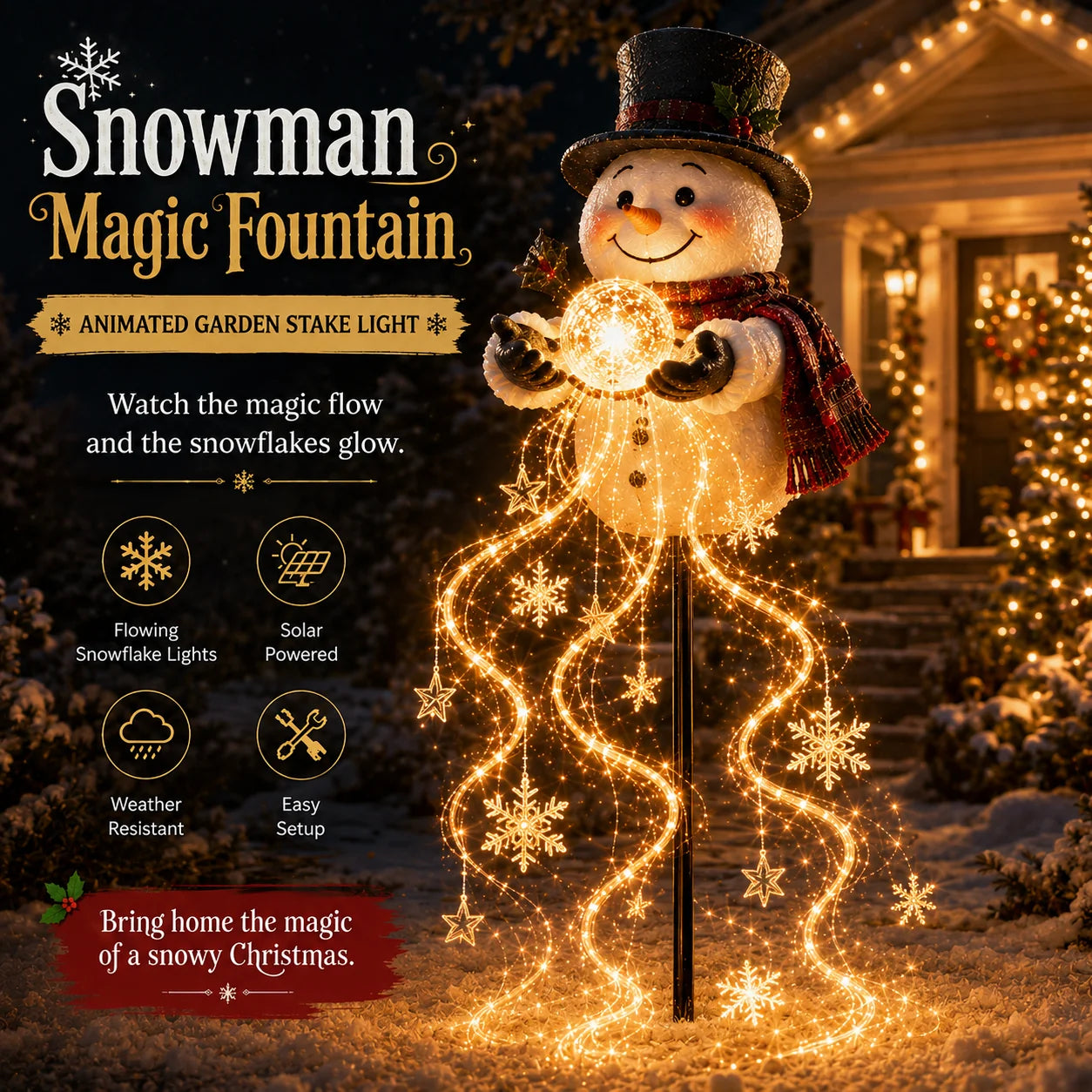 🎁 Today Only: Get 49% Off🎄 Snowman Magic Fountain LED Christmas Light❄️