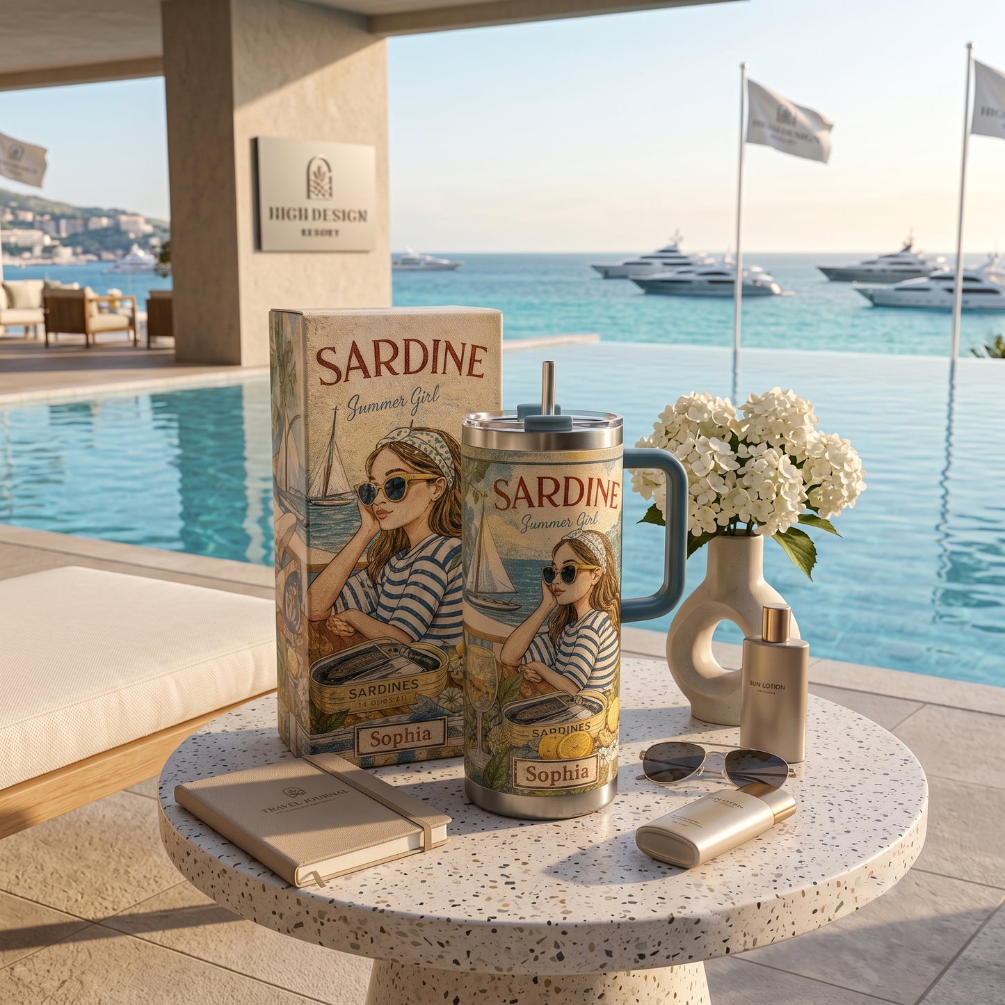 The Coastal Sophia Tumbler-Personalized New England Summer Tumbler