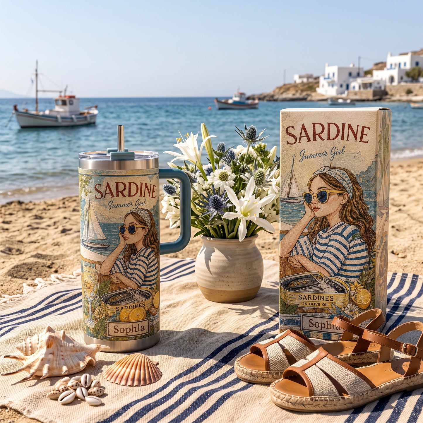 The Coastal Sophia Tumbler-Personalized New England Summer Tumbler