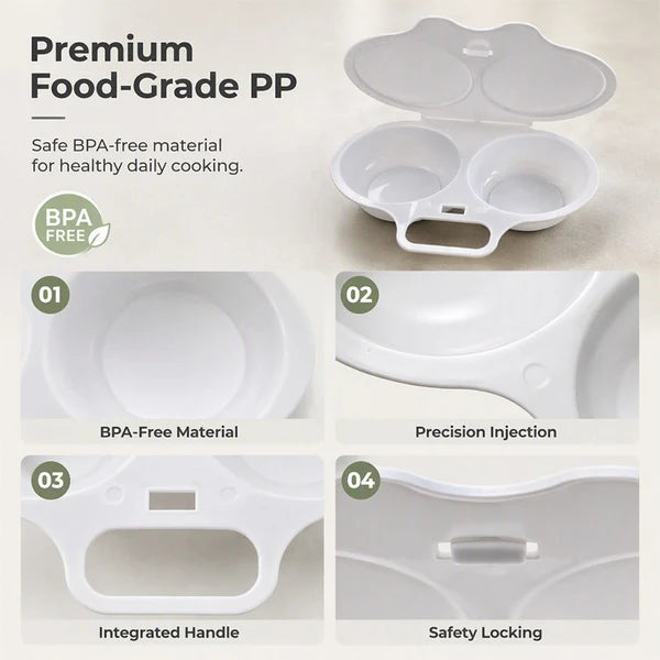 🥳2026 HOT SALE🥳💞50K+ SOLD! 🥗🎁 50% OFF! Microwave Egg Poacher——Dual‑cavity, non‑stick & easy clean. Healthier than frying – stock up & save! 🏠✅